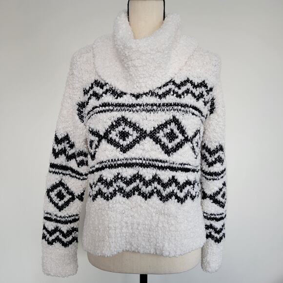 Hippie Rose M Crop Sweater Bulky Popcorn Knit Cowl/Turtleneck Long Sleeve - Picture 1 of 15
